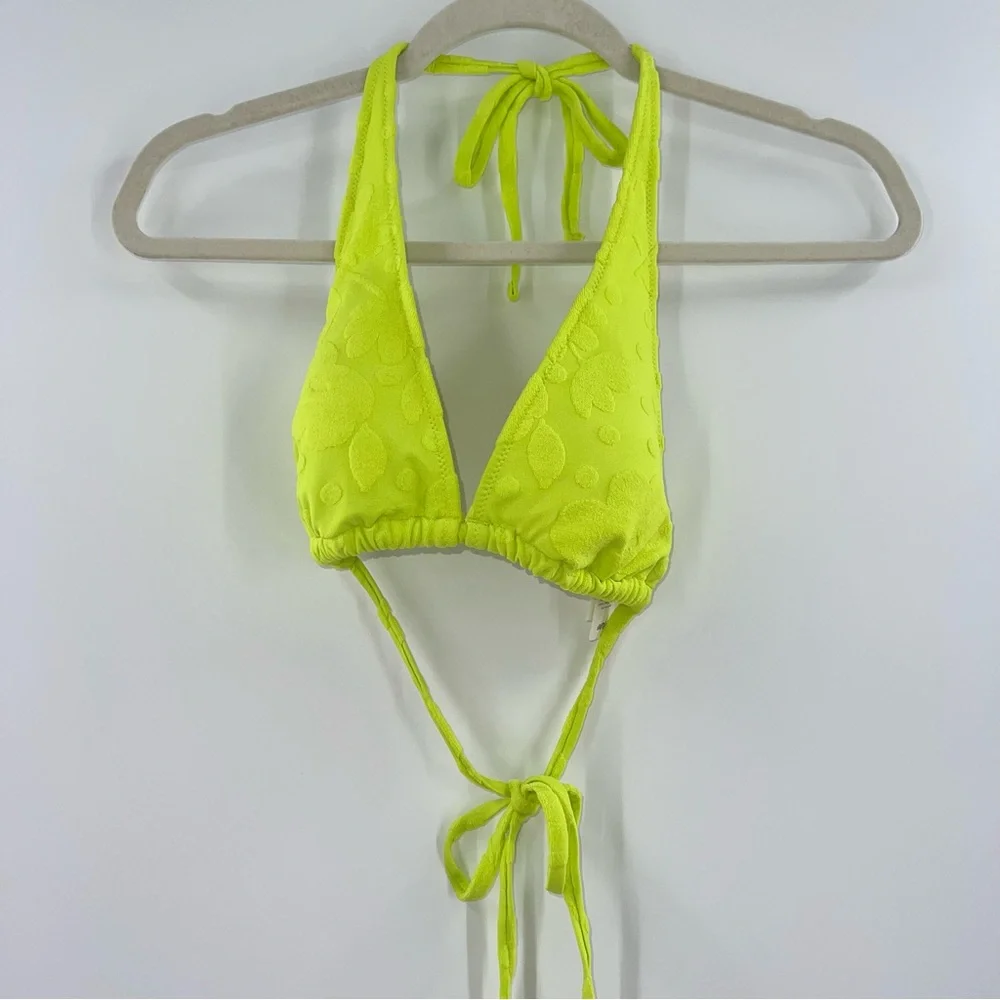 Aerie NWT Terry Triangle Bikini Top in Lime Slush